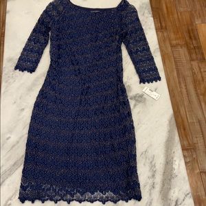 Roz & Ali Blue and Gold Dress Size 8 NWT